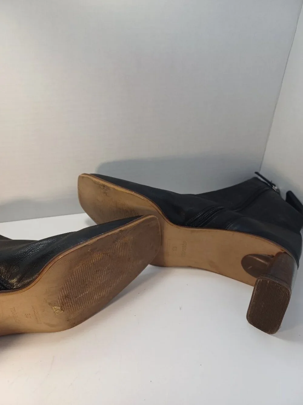 TOPSHOP Black Leather Ankle Boots Size 39 (US 9)